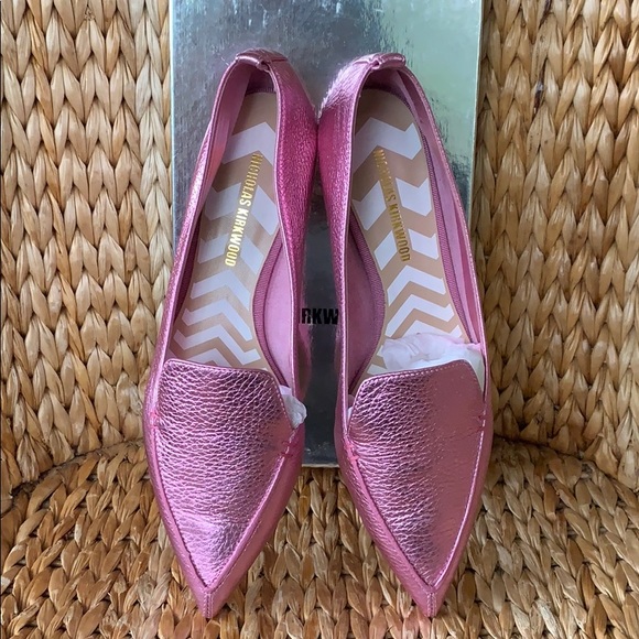 New in box Nicholas Kirkwood Pink Metallic Flats 40 / 9.5 - Picture 2 of 8